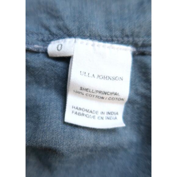ULLA JOHNSON Willie Chambray Embroidered Western Snap Front Shirt Top 0 XS $230 - Picture 10 of 13